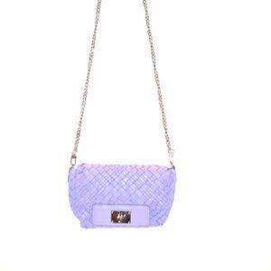 Lavender Woven Leather Falor Italian Made Shoulder Crossbody Purse